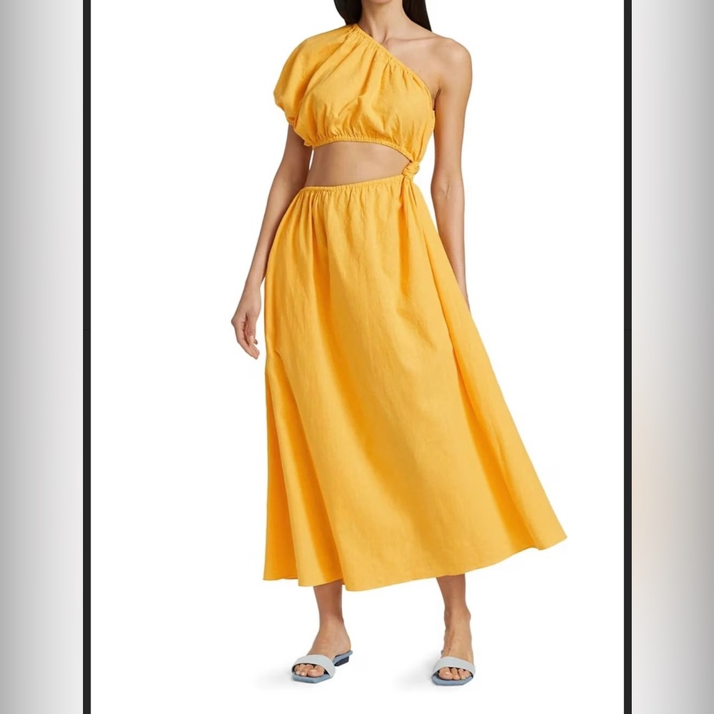 FARM Rio Yellow Open-Waist Maxi Dress (Size L)